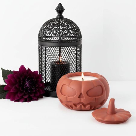 Kit como hacer portavelas de calabaza para Halloween. Crea y perfuma 2 portavelas DIY con esencia temática. ¡Todo incluido en Gr