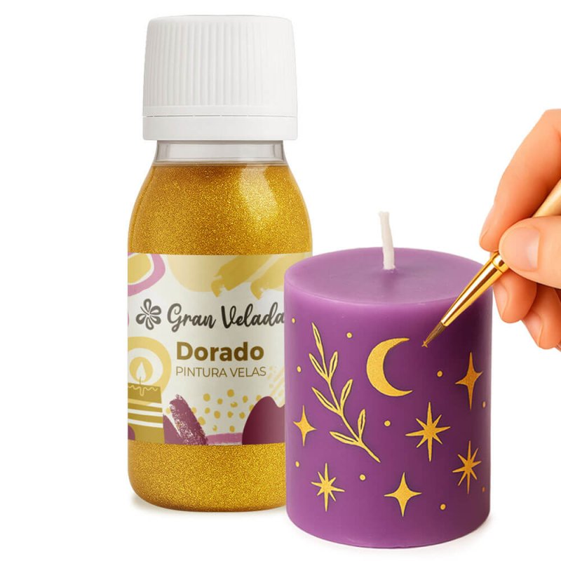 En Gran Velada puedes comprar pintura para velas, como esta en color dorado. Amplia paleta de colores. ¡Fáciles de usar! Enví­os