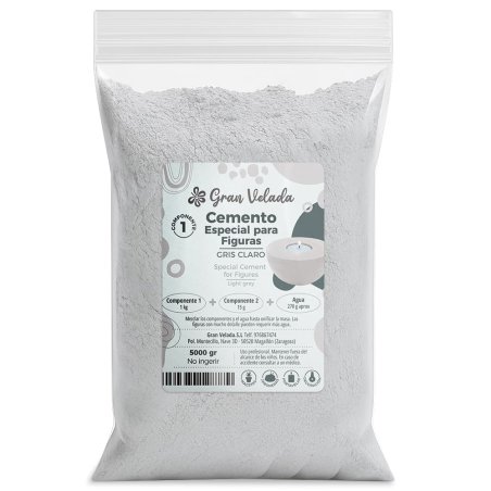 Cemento gris claro especial para figuras  de concreto y manualidades, con un acabado suave y fino. Consíguelo en Gran Velada a u