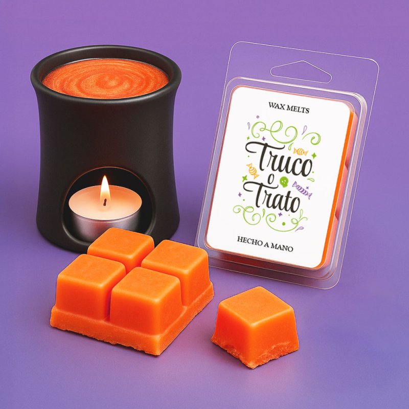 Dale un toque divertido y profesional a tus wax melts con este pack de 6 pegatinas Halloween “Truco o trato” en colores vivos. ¡