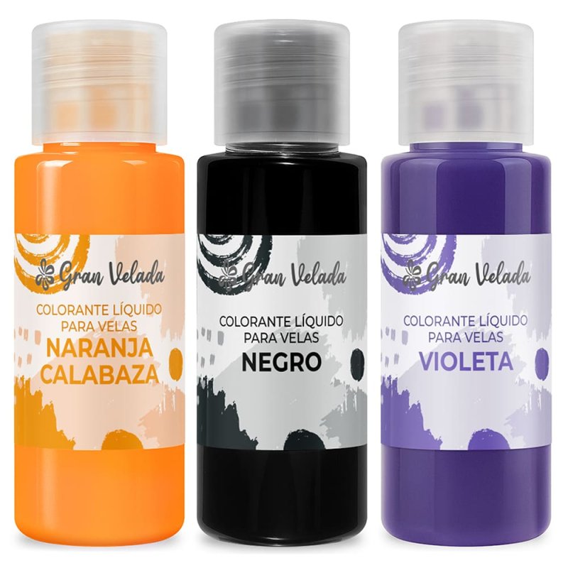 Pack ahorro colores Halloween para velas. Incluye violeta, naranja y negro, perfectos para crear velas decorativas y festivas. ¡
