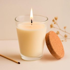 Vase en verre de 125 ml avec bouchon en liège pour bougies