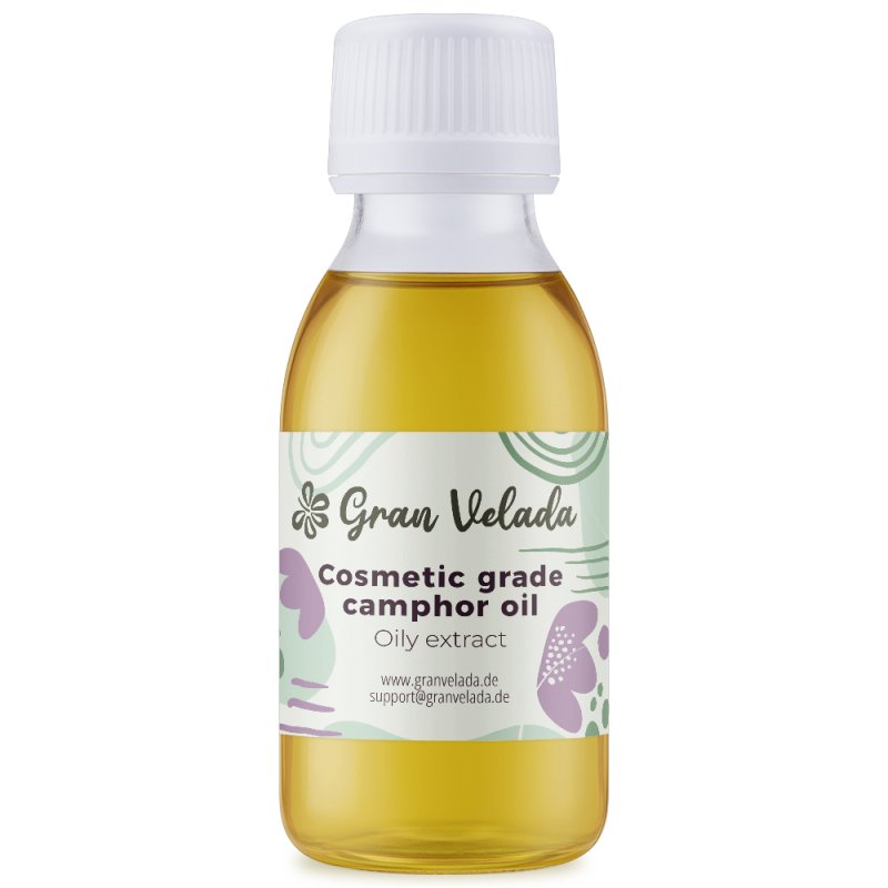 Aceite de alcanfor, extracto oleoso refrescante y tonificante, ideal para cremas, bálsamos y aceites de masaje. ¡Descúbrelo en G