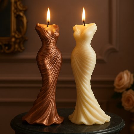 Molde vestido de fiesta para velas decorativas. Elegante y escultórico, ideal para decorar con estilo. ¡Compra en Gran Velada! -
