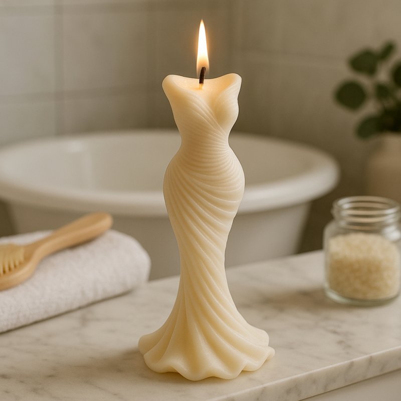Molde vestido de fiesta para velas decorativas. Elegante y escultórico, ideal para decorar con estilo. ¡Compra en Gran Velada! -