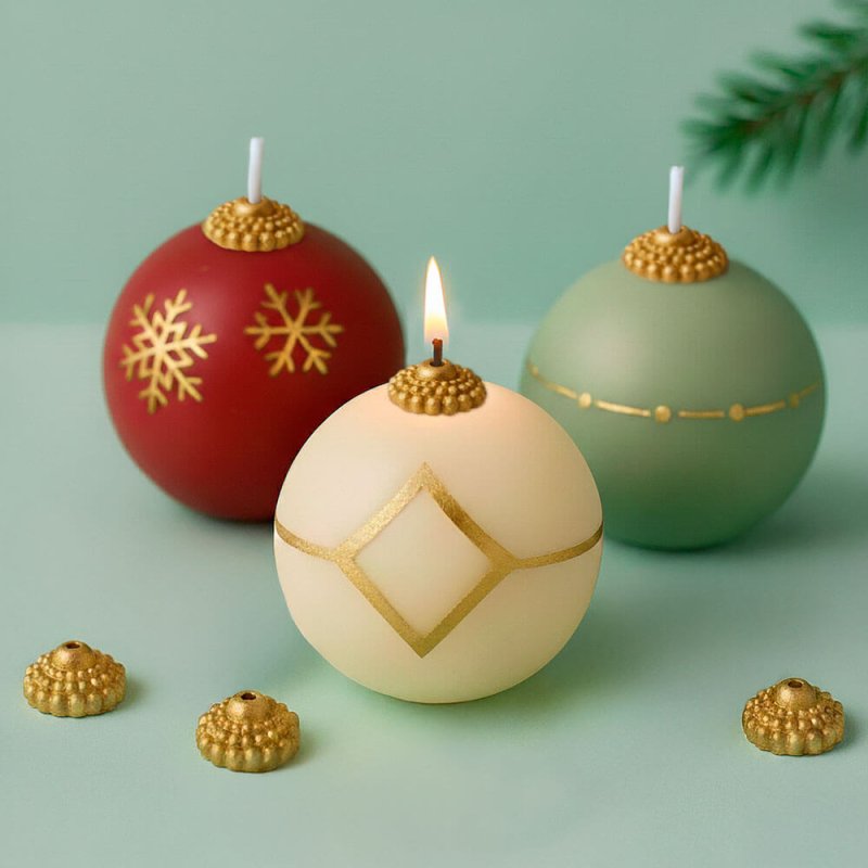 Molde de silicona con 6 cavidades para hacer remates decorativos de velas. Flexible y antiadherente, ideal para acabados elegant