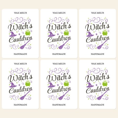 Diseños Halloween en colores vivos para decorar wax melts. Pegatinas adhesivas resistentes, fáciles de aplicar y con acabado pro