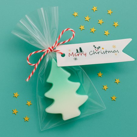 Banderín “merry christmas” para decorar velas, jabones y regalos DIY. Toque festivo y fácil de colocar. ¡Compra en Gran Velada! 