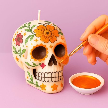 Decora tus velas con pintura naranja claro metalizado. De secado rápido y fácil aplicación, ideal para velas y fanales DIY. ¡Com