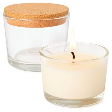 Vasos para velas aromáticas, como este de cristal con tapón de corcho incluido. Amplio catálogo disponible. ¡Compra con envíos r