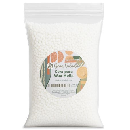 Cera para wax melts por mayor. Vegetal, aromática y fácil de desmoldar. Formato 20 kg ideal para producción. ¡Compra en Gran Vel