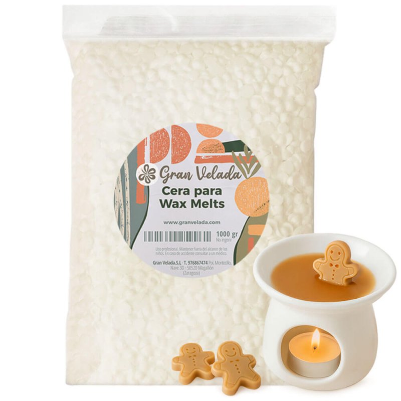 Cera para wax melts por mayor. Vegetal, aromática y fácil de desmoldar. Formato 20 kg ideal para producción. ¡Compra en Gran Vel