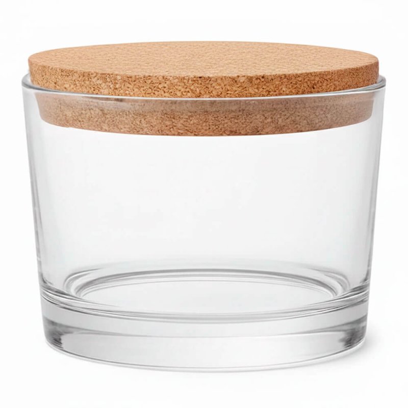 Vasos para velas aromáticas, como este de cristal con tapón de corcho incluido. Amplio catálogo disponible. ¡Compra con envíos r