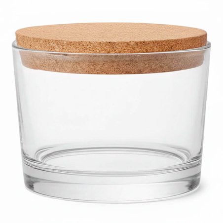 Vasos para velas aromáticas, como este de cristal con tapón de corcho incluido. Amplio catálogo disponible. ¡Compra con envíos r