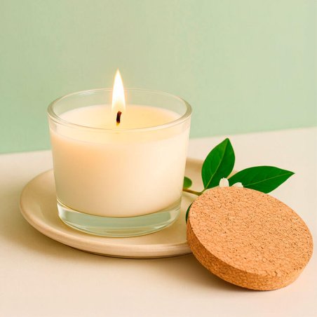 Vasos para velas aromáticas, como este de cristal con tapón de corcho incluido. Amplio catálogo disponible. ¡Compra con envíos r