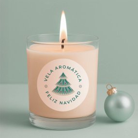 Autocolantes de Natal para velas em copo árvore nórdica