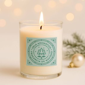 Autocolantes de Natal para velas em copo - Selo nórdico verde