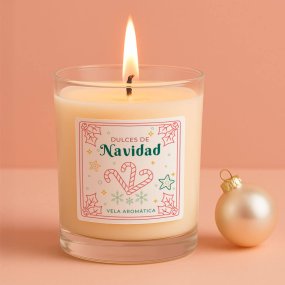 Autocolantes de natal para velas em copo - doces de natal