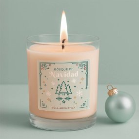 Autocolantes natalícios para velas em copo - floresta de natal