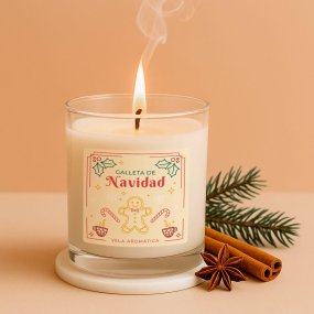 Autocolantes natalícios para velas em copo - bolacha de natal