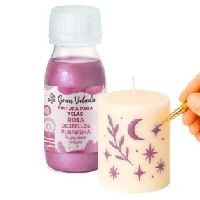 Tinta para velas rosa com brilhos de purpurina
