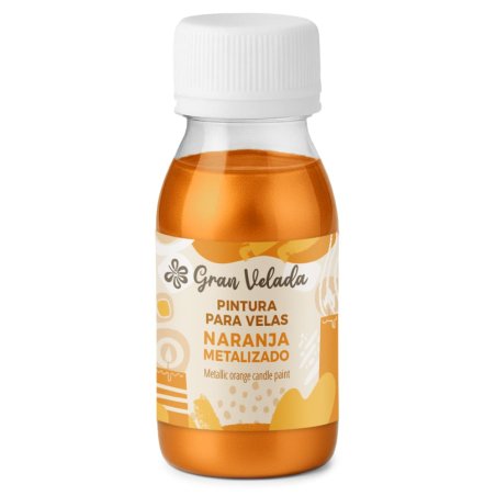 Decora tus velas con pintura naranja claro metalizado. De secado rápido y fácil aplicación, ideal para velas y fanales DIY. ¡Com
