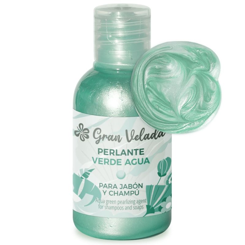 Líquido perlante verde agua para jabones, geles y champús. Aporta un efecto nacarado brillante. ¡Ideal para cosmética DIY en Gra