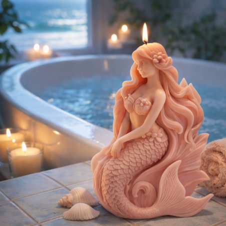 Molde sirena de silicona. Ideal para velas decorativas con temática marina. Detalles definidos y fácil desmoldado. ¡Compra en Gr
