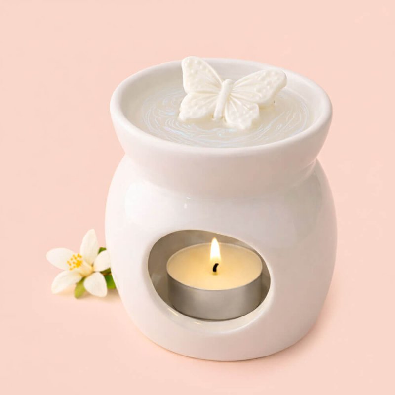 Quemador de aceites esenciales blanco. Elegante y funcional, ideal para esencias, ceras o aceites. ¡Aromatiza tu hogar con Gran 