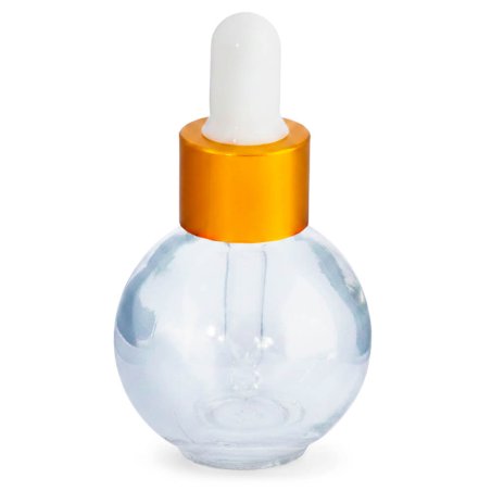 Frasco cuentagotas 20 ml de cristal con tapa dorada. Ideal para sérums, aceites y cosmética líquida. ¡Compra elegante y funciona