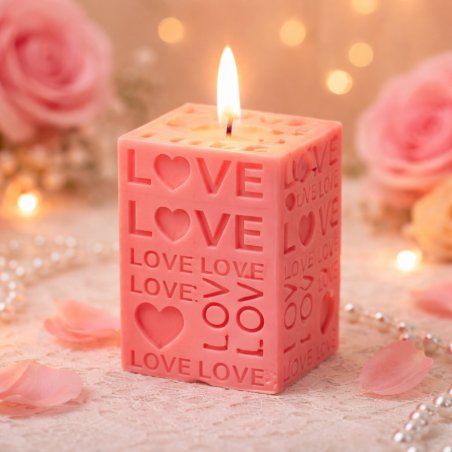 Crea velas artesanales con diseño moderno y mensaje afectuoso. Ideal para decoración romántica, eventos especiales o regalos art