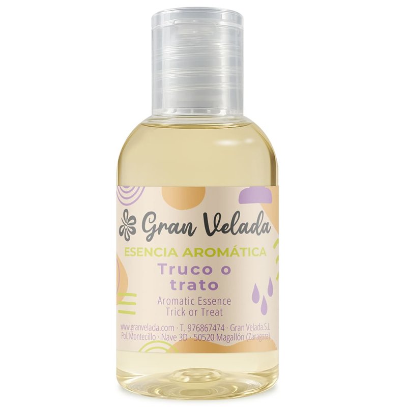 Compra esencia aromática truco o trato en Gran Velada. Ideal para jabones, velas y ambientadores. ¡Perfecta para fragancias dulc