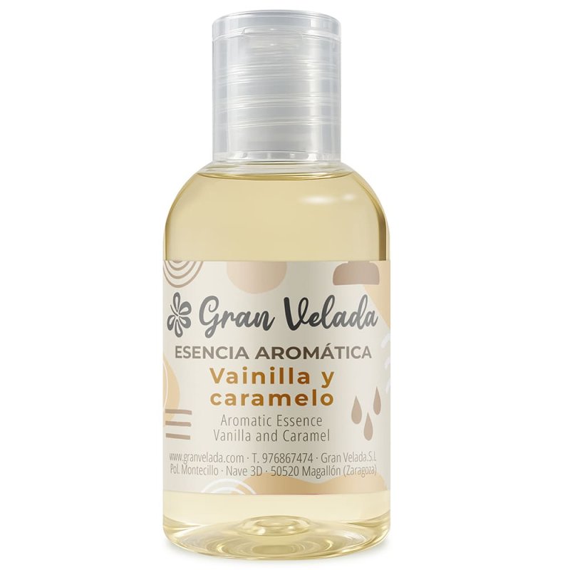 Compra esencia aromática Vainilla y Caramelo en Gran Velada. Fragancia dulce y cálida con notas tostadas, ideal para jabones, co