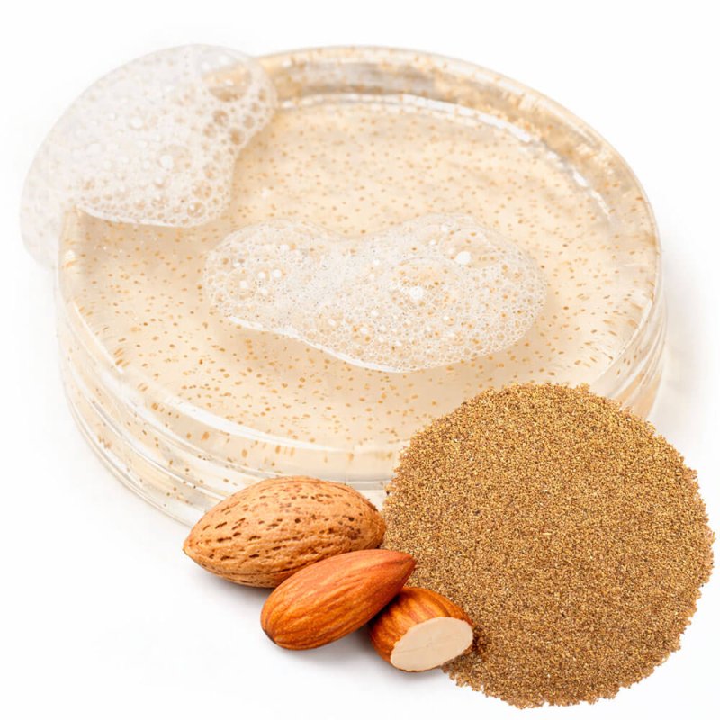 Partículas exfoliantes de cáscara de almendra. Exfoliación media para jabones, geles y cremas. Naturales y fáciles de usar. ¡Com