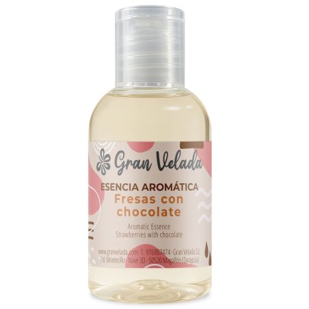 Compra esencia aromática fresas con chocolate en Gran Velada. Fragancia golosa con notas de fresa y chocolate, ideal para jabone