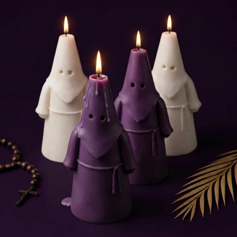 Molde en forma de nazareno para hacer velas. Permite crear velas decorativas con gran nivel de detalle. ¡Disponible ya en Gran V