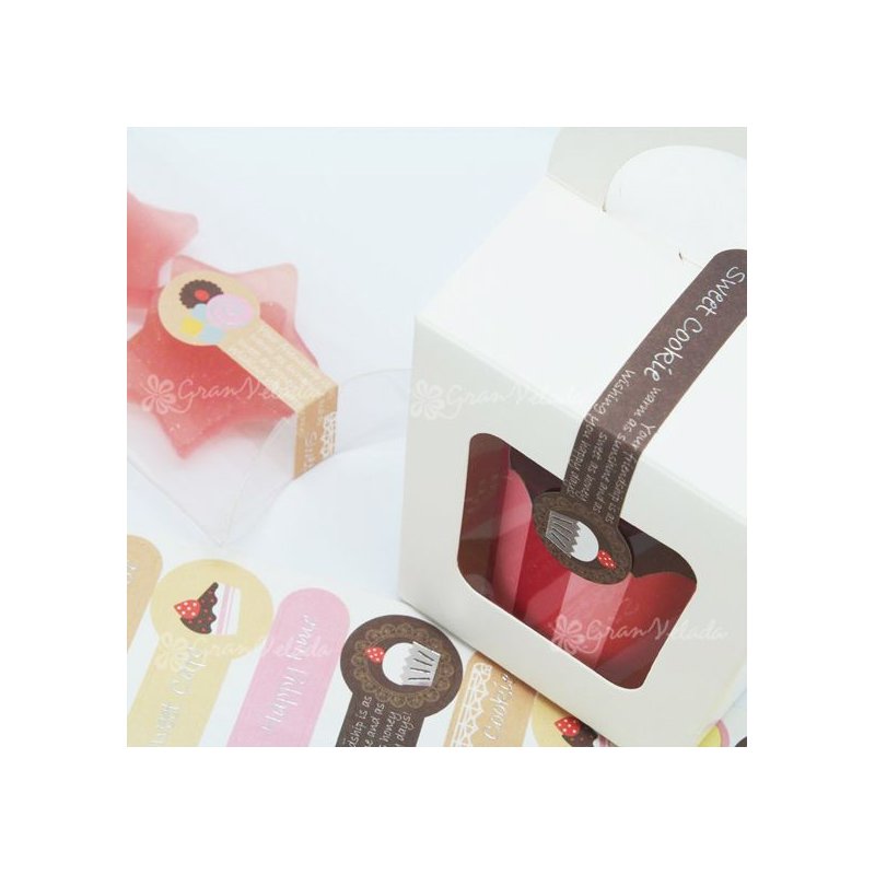 Descubre en Gran Velada pegatinas para packaging, como el irresistible modelo precinto sweet. Catálogo amplio, venta al por mayo