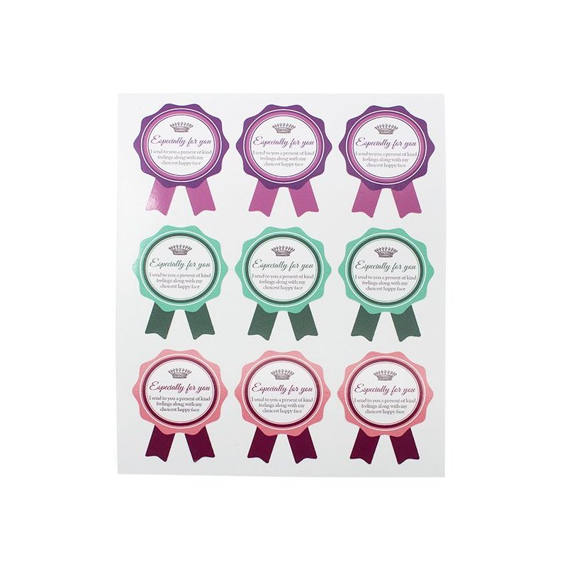 En Gran Velada puedes comprar pegatinas para packaging, como este modelo "Especially for you" en forma de insignia. Amplio catál