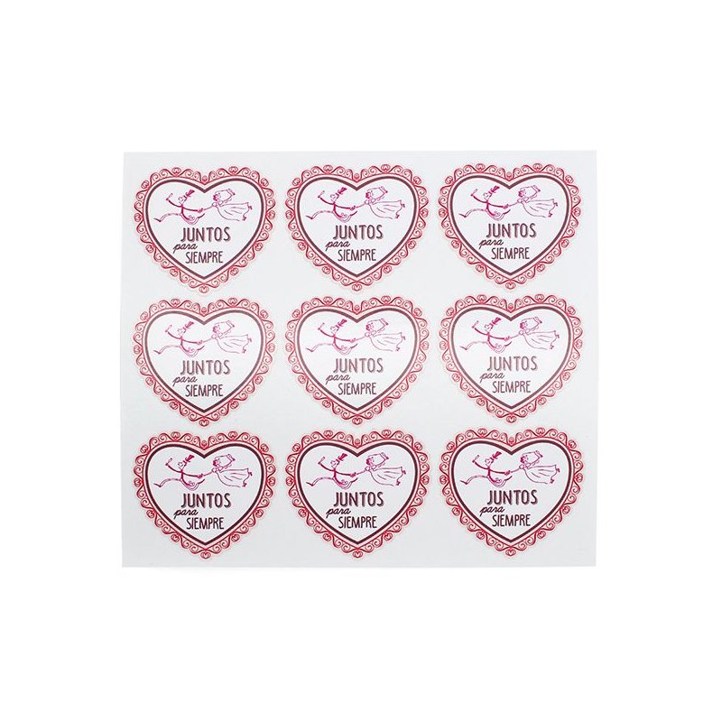 En Gran Velada puedes comprar pegatinas para detalles, como este modelo juntos para siempre. Amplio catalogo. Servicio de person