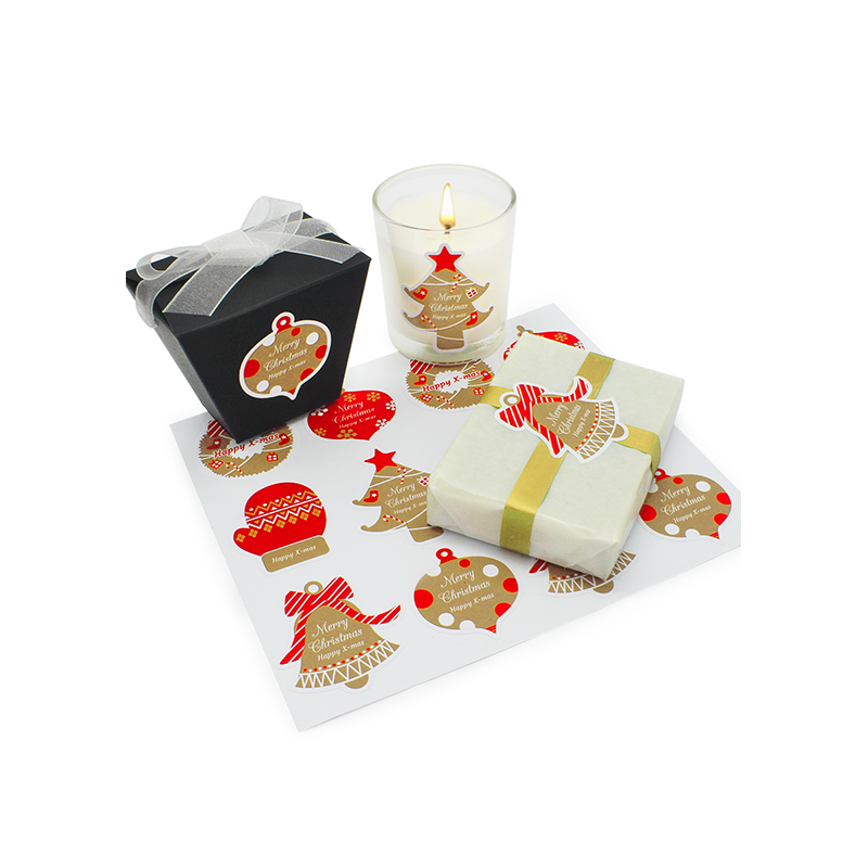 Descubre en Gran Velada pegatinas personalizadas para packaging como este alegre modelo Happy X-Mas. ¡Envíos rápidos y amplio ca