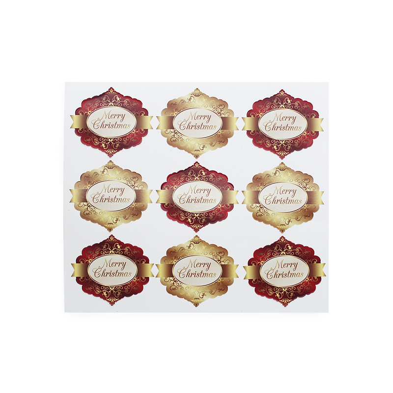 En Gran Velada puedes comprar pegatinas para packaging de Navidad, como este modelo merry x-mas gold. Amplio catálogo de pegatin