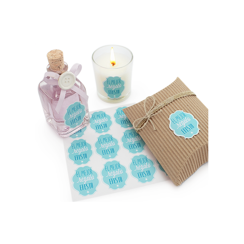 En Gran Velada puedes comprar pegatinas para packaging, como este modelo el mejor regalo eres tú. Amplio catálogo de pegatinas. 