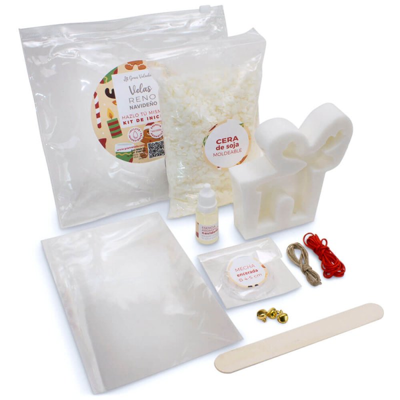 Kit como hacer velas navideñas de reno. Materiales e instrucciones